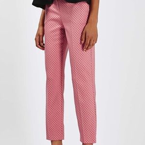 Topshop Flocked Polka Dot Skinny Cigarette Pants 0